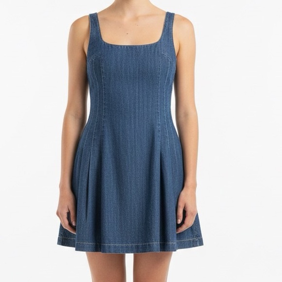 Vici Dresses & Skirts - Vici Nice Try Pleated Denim Sleeveless Tank Top Mini Skater Dress M